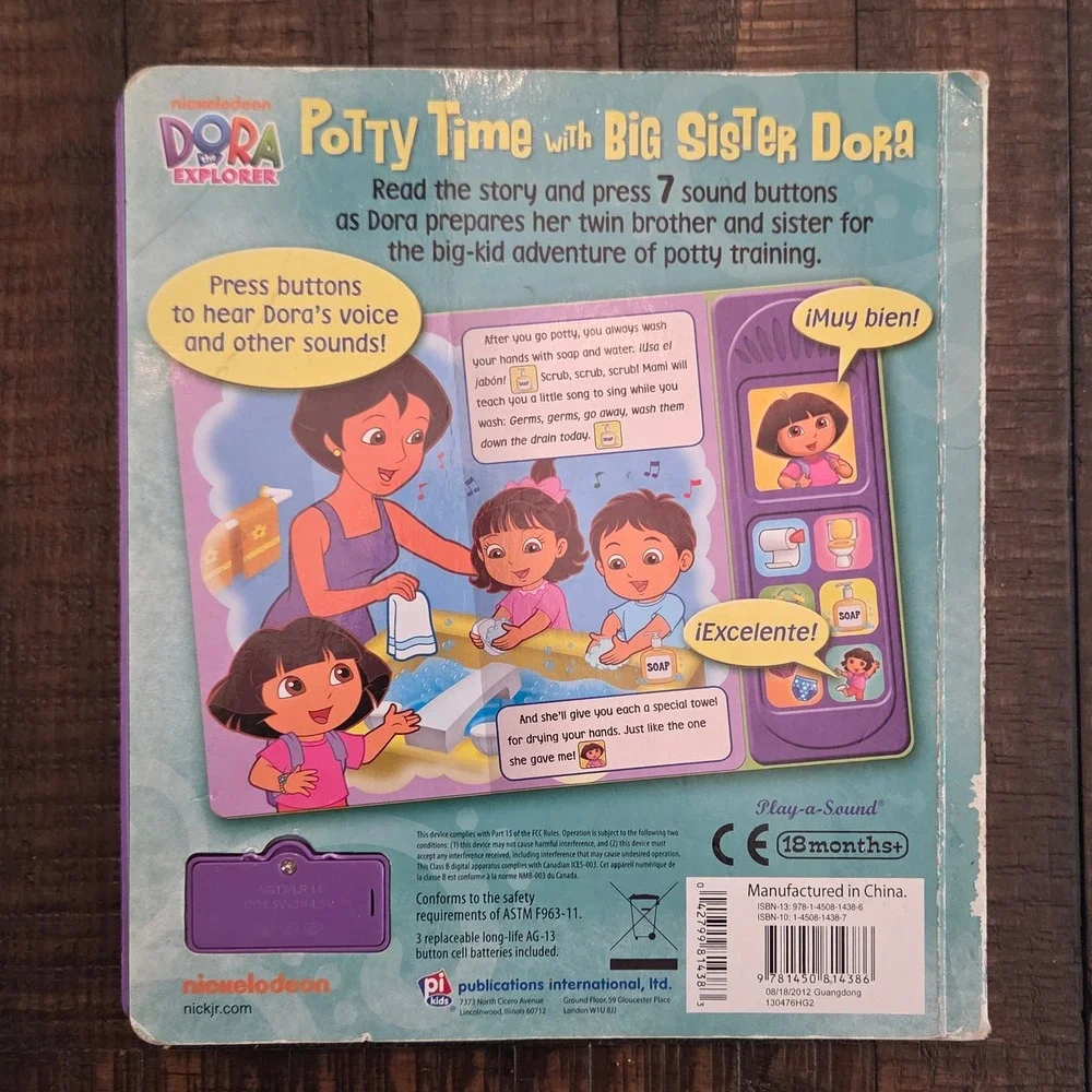 Lot 2 Dora the Explorer Sound Books Potty Time Big Sister & Smile for the Camera